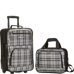 Rockland 2 piece luggage set black cross